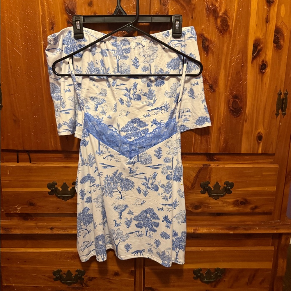 Blue and White Knit Cami Tap Set Size Large 12-14! NWT - Picture 1 of 7
